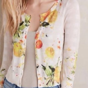 Anthropologie Citron Cardigan Monogram