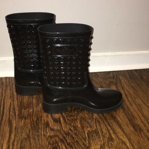 Valentino Garavani Black Studd Wellie Rain Boots