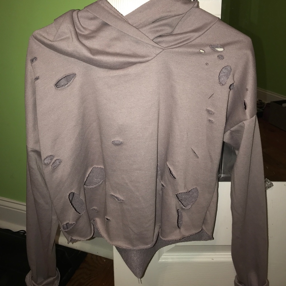 Crop hoodie - destroyed