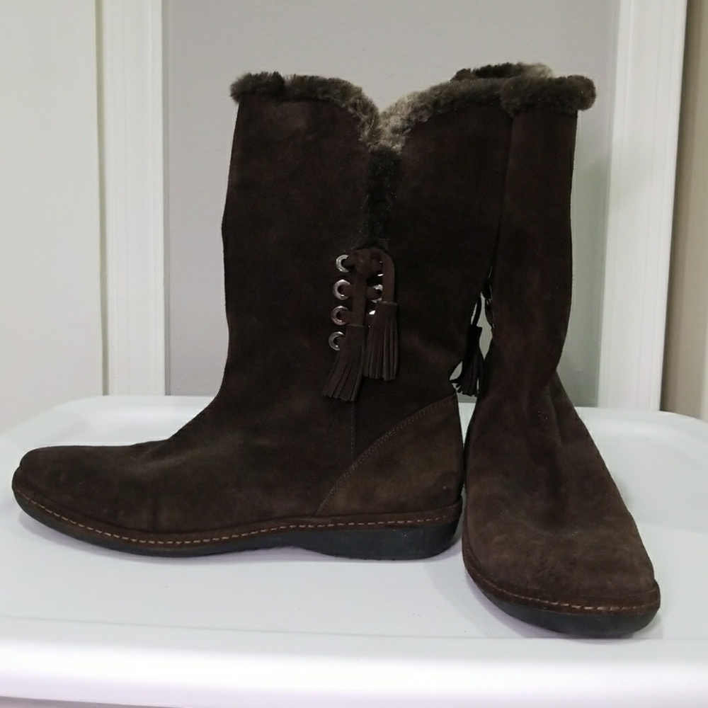 Stuart Weitzman faux fur flat boots