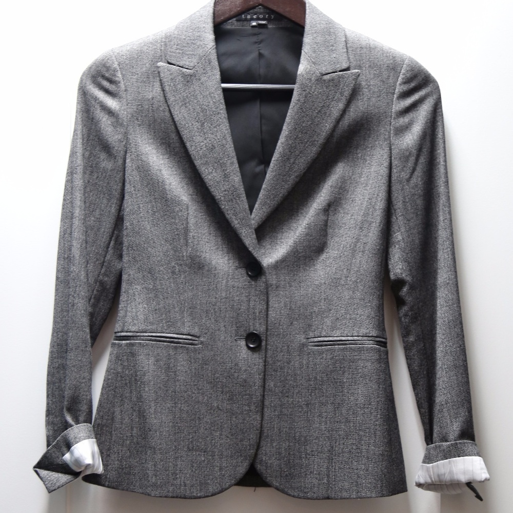 Heathered Black Theory Blazer Size OO