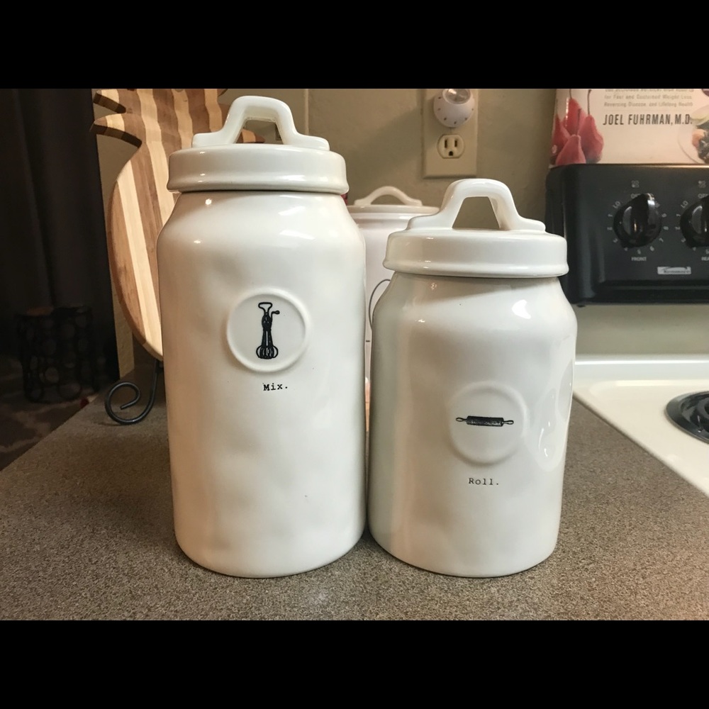 Rae Dunn Mix and Roll Canisters