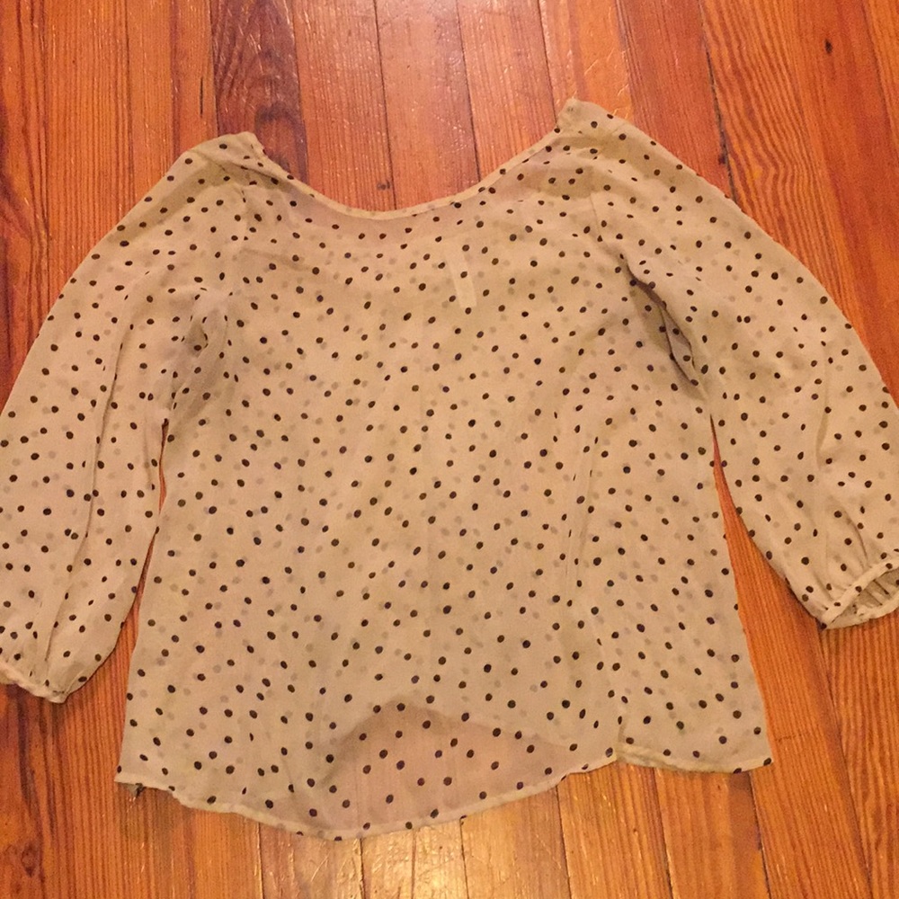 Romantic Polka Dot Cream Top with bow back!