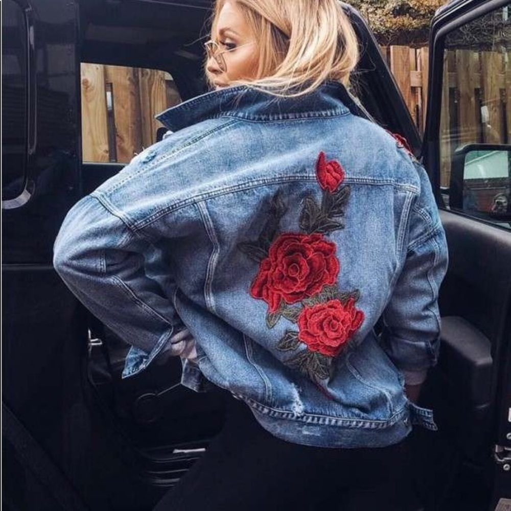 ROSE appliqué denim jean jacket