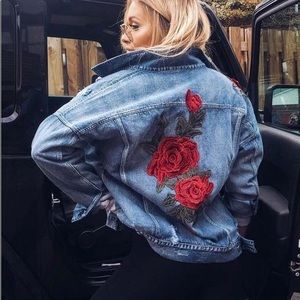 ROSE appliqué denim jean jacket