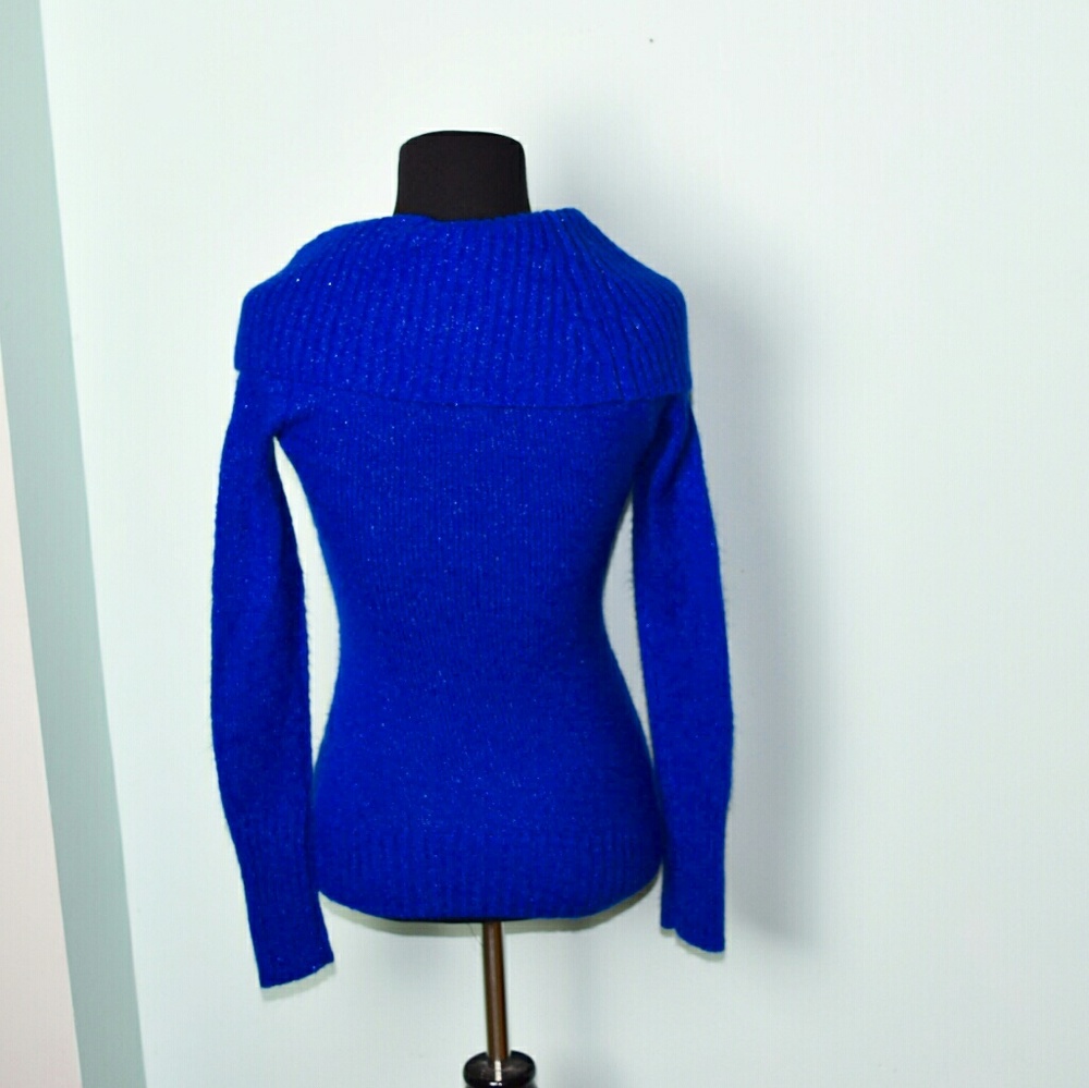 Gorgeous Blue Sparkle Cowl Neck Shirt - Picture 2 of 2