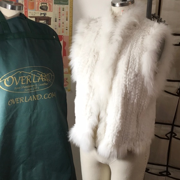 overland Jackets & Blazers - White real Rabbit and fox fur knitted vest