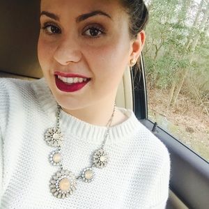 Lia Sophia Cream Floral Statement Necklace