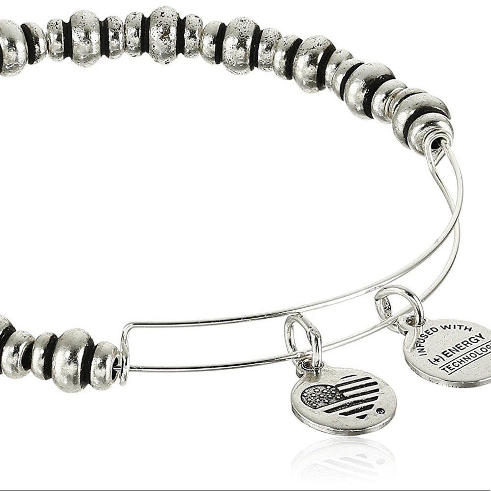 Alex and ani beaded rocker bangle silver new