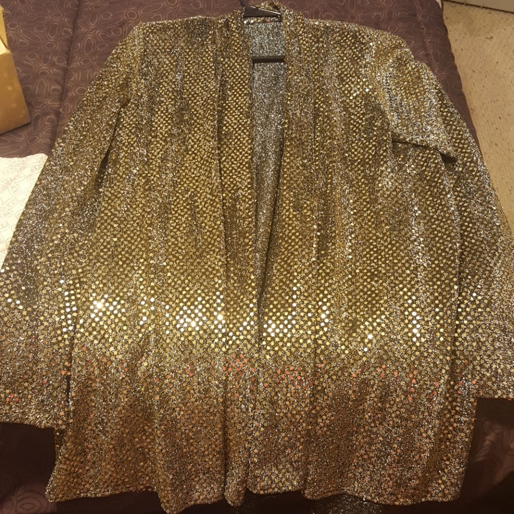 Gold sequin look cardigan jacket