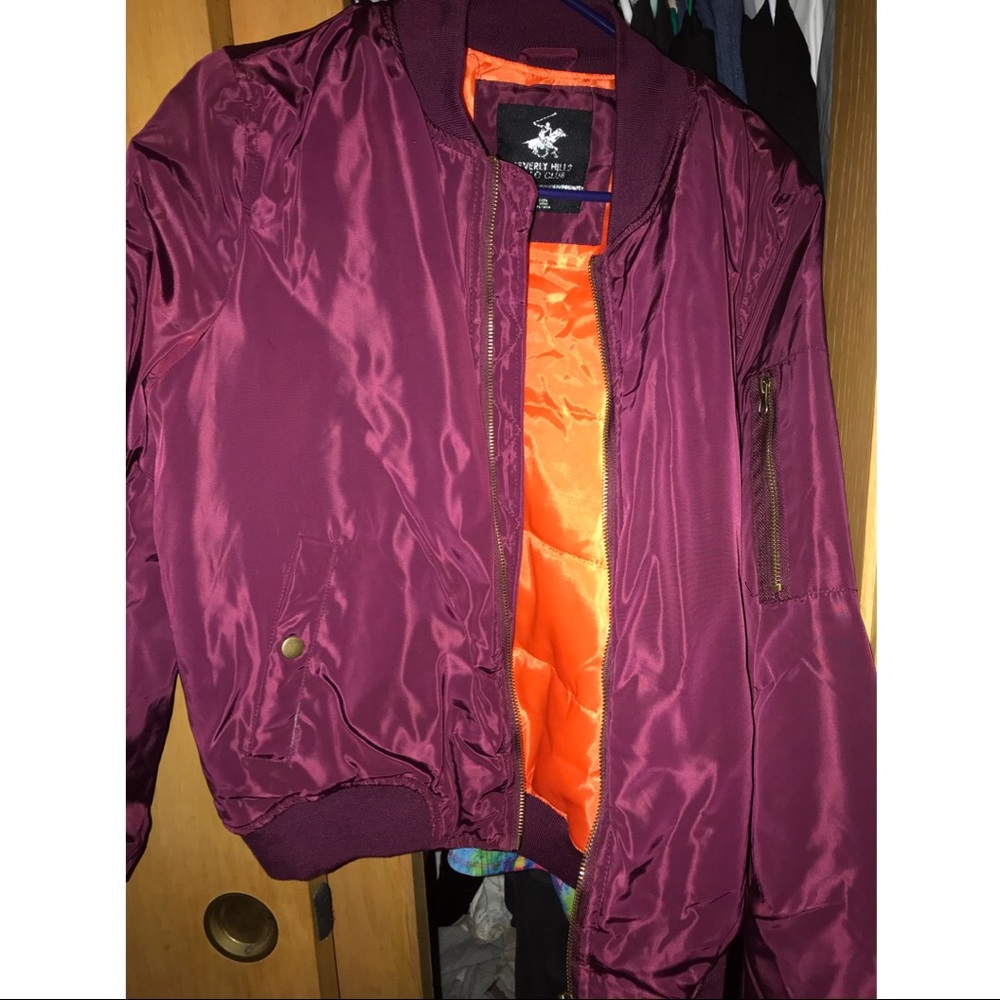 Burgundy bomber jacket