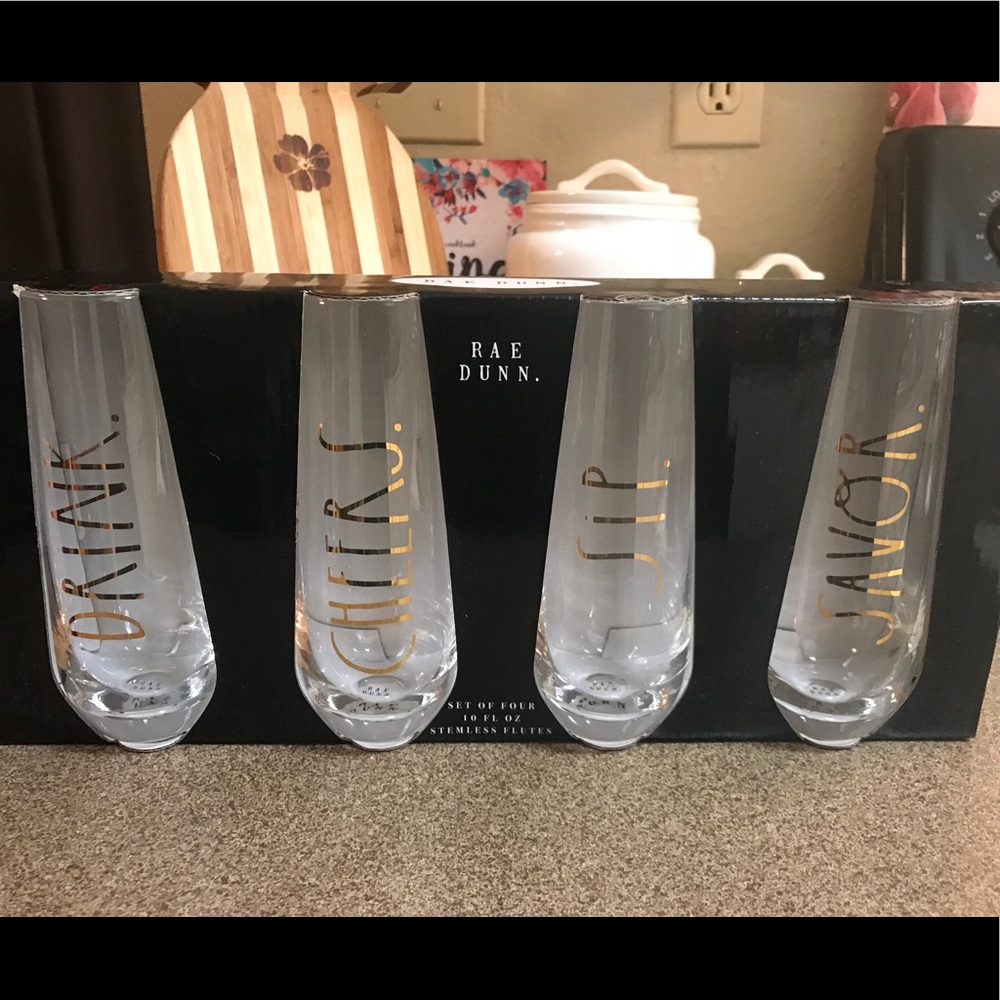 Rae Dunn Drink Cheers Sip Savor Flutes