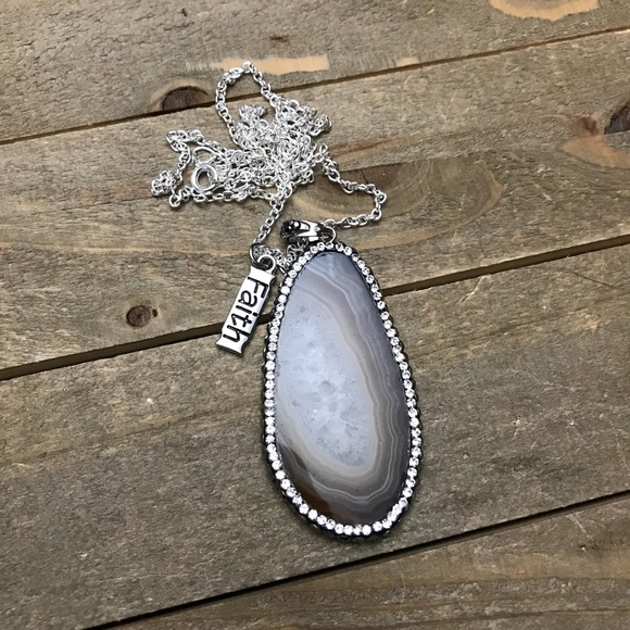 handmade Jewelry - Handmade Natural Agate Stone Faith Necklace