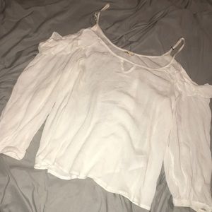Hollister white ruffle off shoulder top size Large