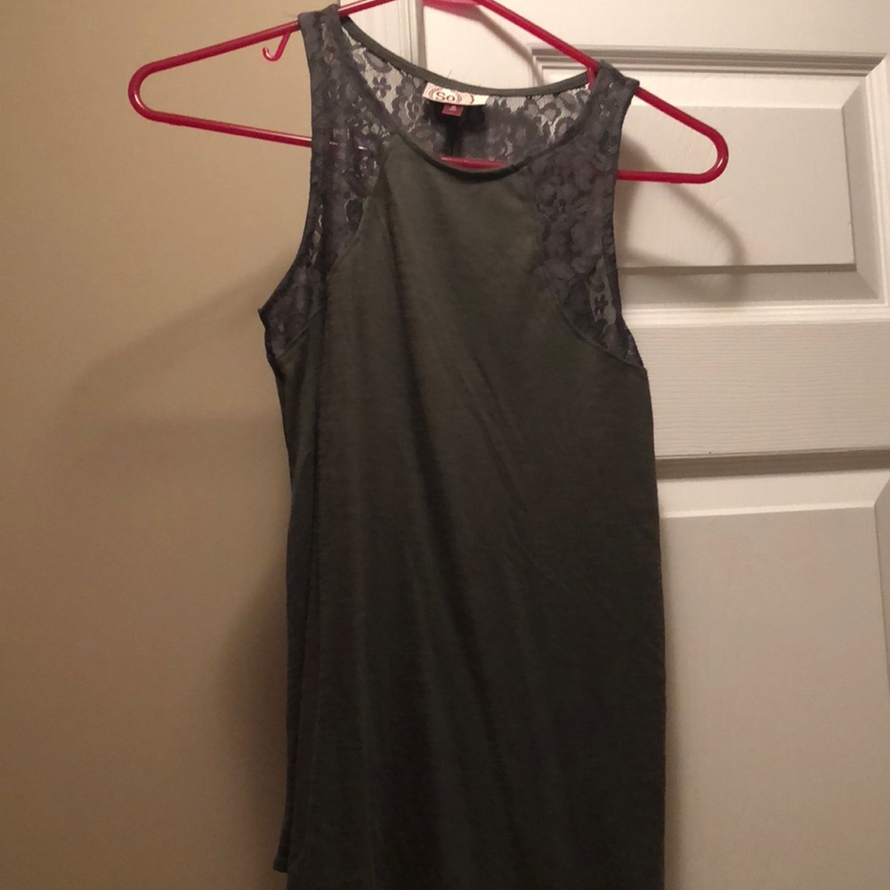 army green tank top with lace
