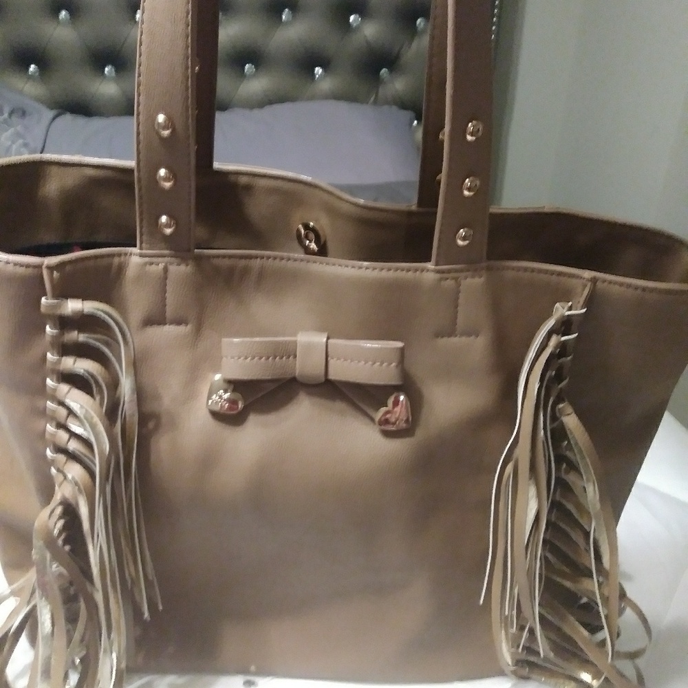 Betsy Johnson Large fringed tote NWOT never used