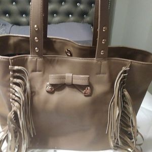 Betsy Johnson Large fringed tote NWOT never used