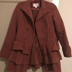 Trendy Ruffled Pea Coat