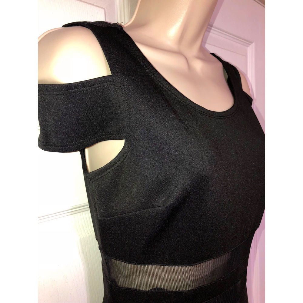 NWT Black Bodycon Dress with mesh cut out sz Small - Picture 4 of 7