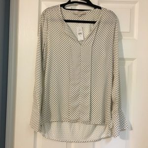 Brand New Loft blouse white with black dots sz XS