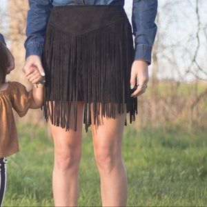 Black fringe skirt