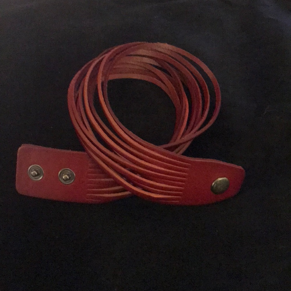 Leather wrap unisex bracelet navy blue or red