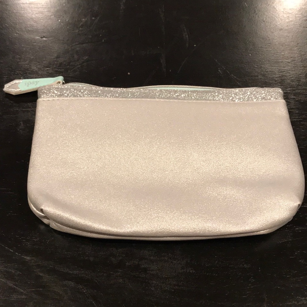 Shimmery metallic & glittery with aqua makeup bag