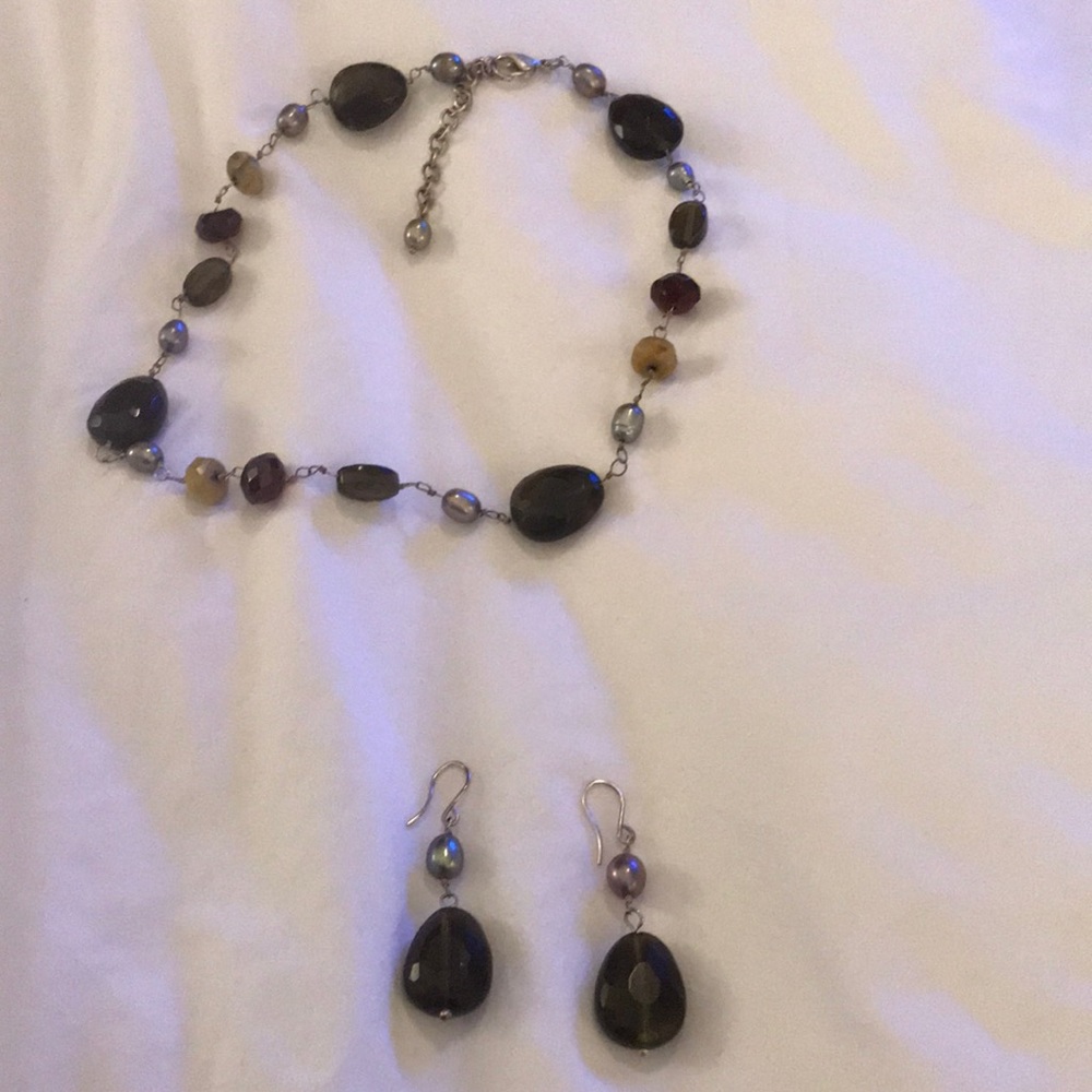 Silver & Stone Ann Taylor necklace & earrings
