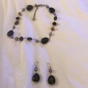 Silver & Stone Ann Taylor necklace & earrings