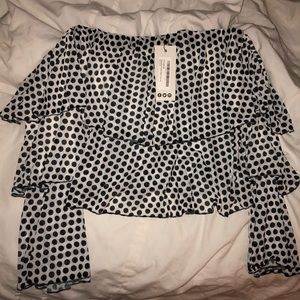 Boohoo off shoulder polka dot top