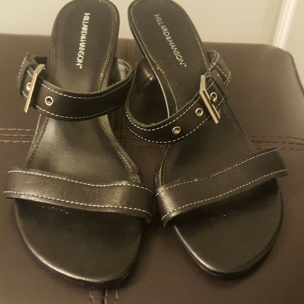 MINT BLACK STRAP and BUCKLE HEEL SANDALS