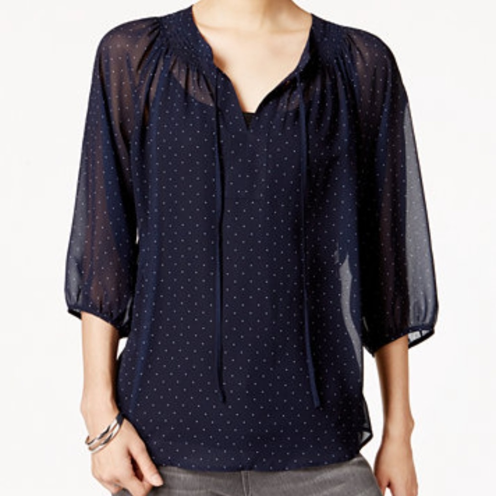Maison Jules Sheer Polka-Dot Top