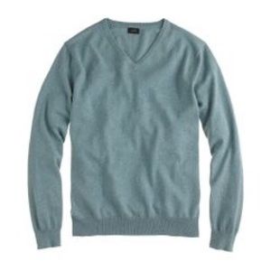 J. Crew Cotton Cashmere V Neck Blue Sweater