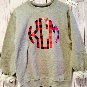 Buffalo plaid monogram sweatshirt XS-XL