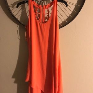 Bright orange short dress or flowing top