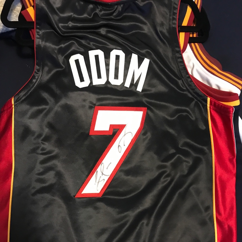 Lamar Odom Autographed Stitched Miami Heat Jersey