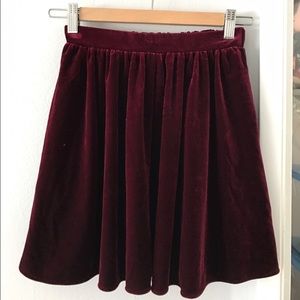 Velvet skater skirt in deep red