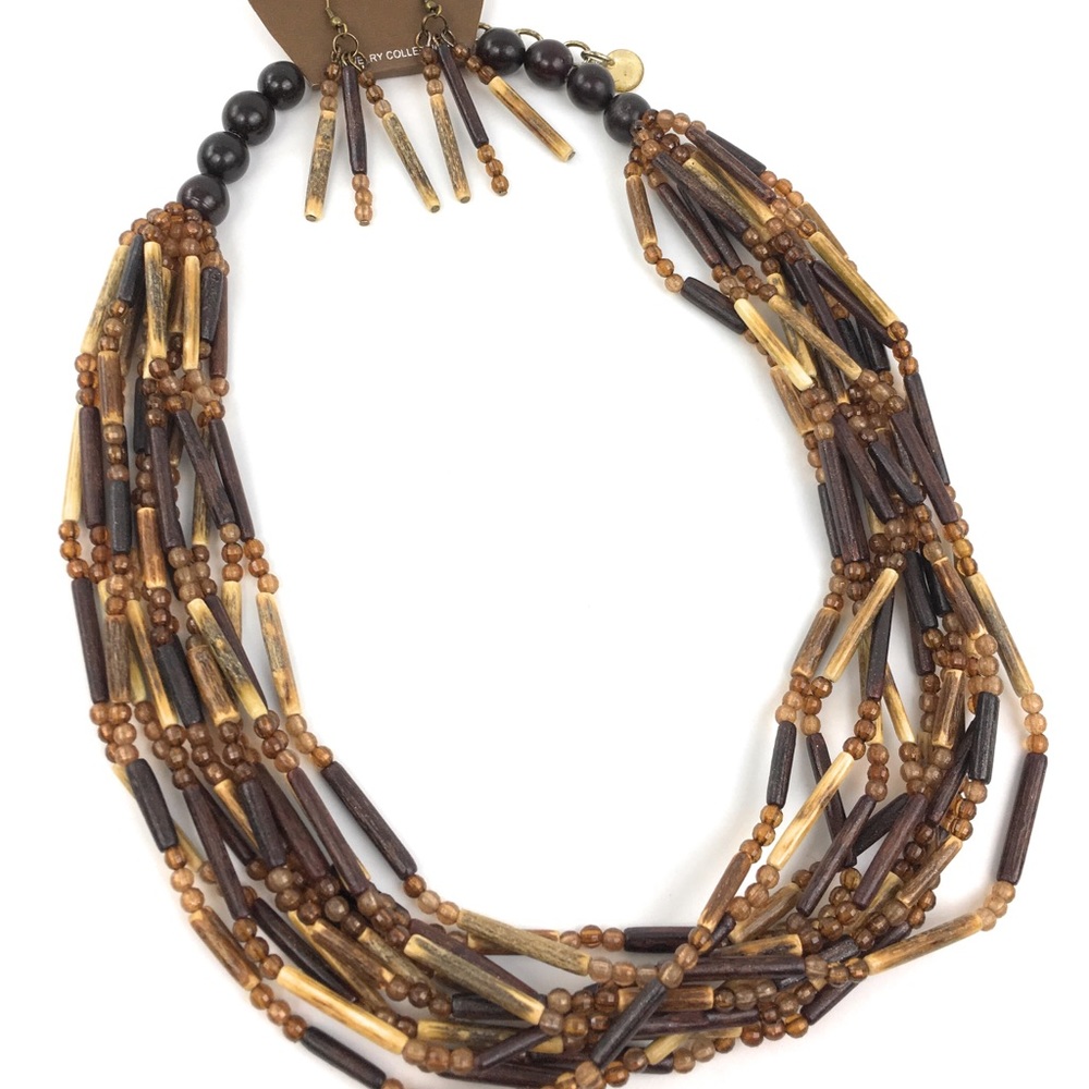 Wood necklace and earrings