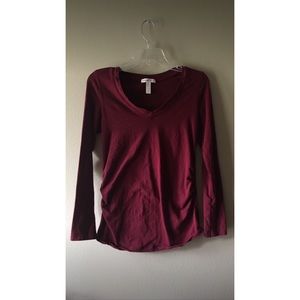 Ambiance Maternity maroon long sleeve tee v-neck