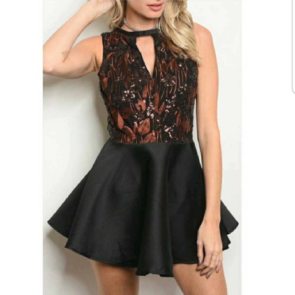 Sexy Little Black Sequin Romper Dress