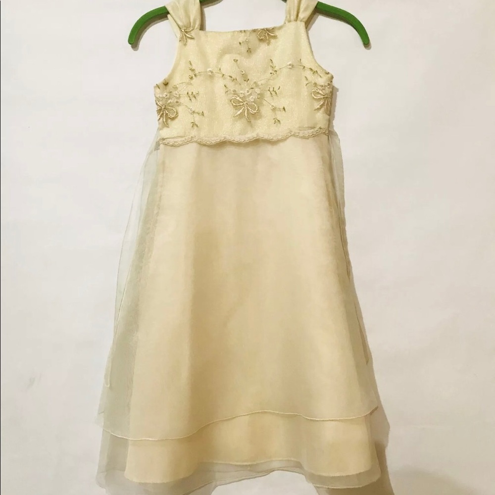 Rare Edition Girls Champagne Satin Party Dress SZ7