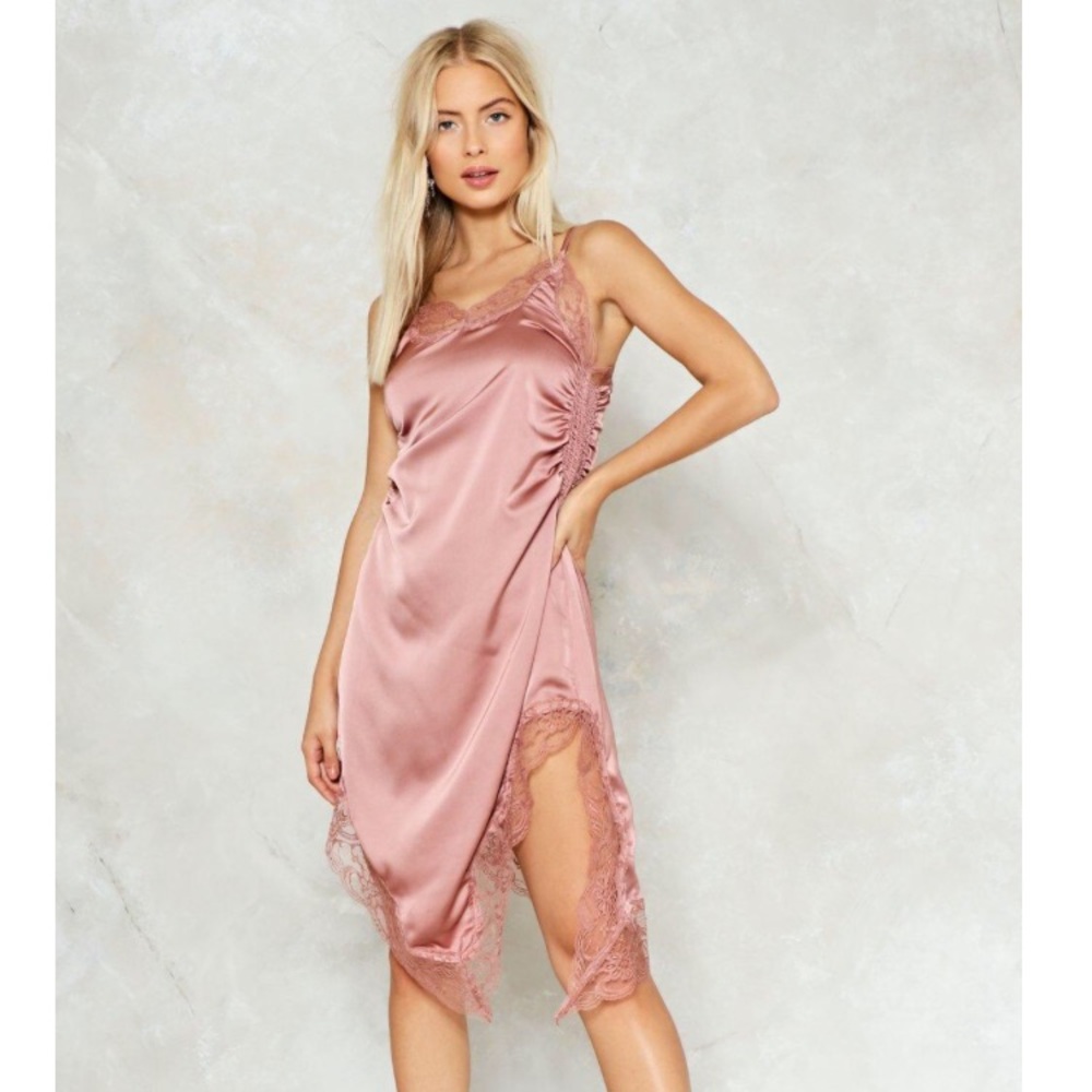 NastyGal Read My Slip Satin Dress