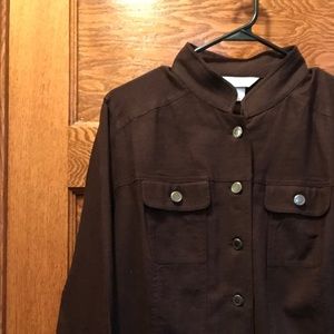 Women's brown linen button jacket