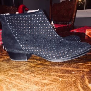 Lucky Brand Perforated Suede Leather Booties, 9.5