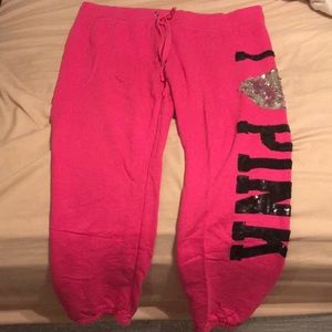 Pink Victoria’s Secret BLING sweatpants sz large