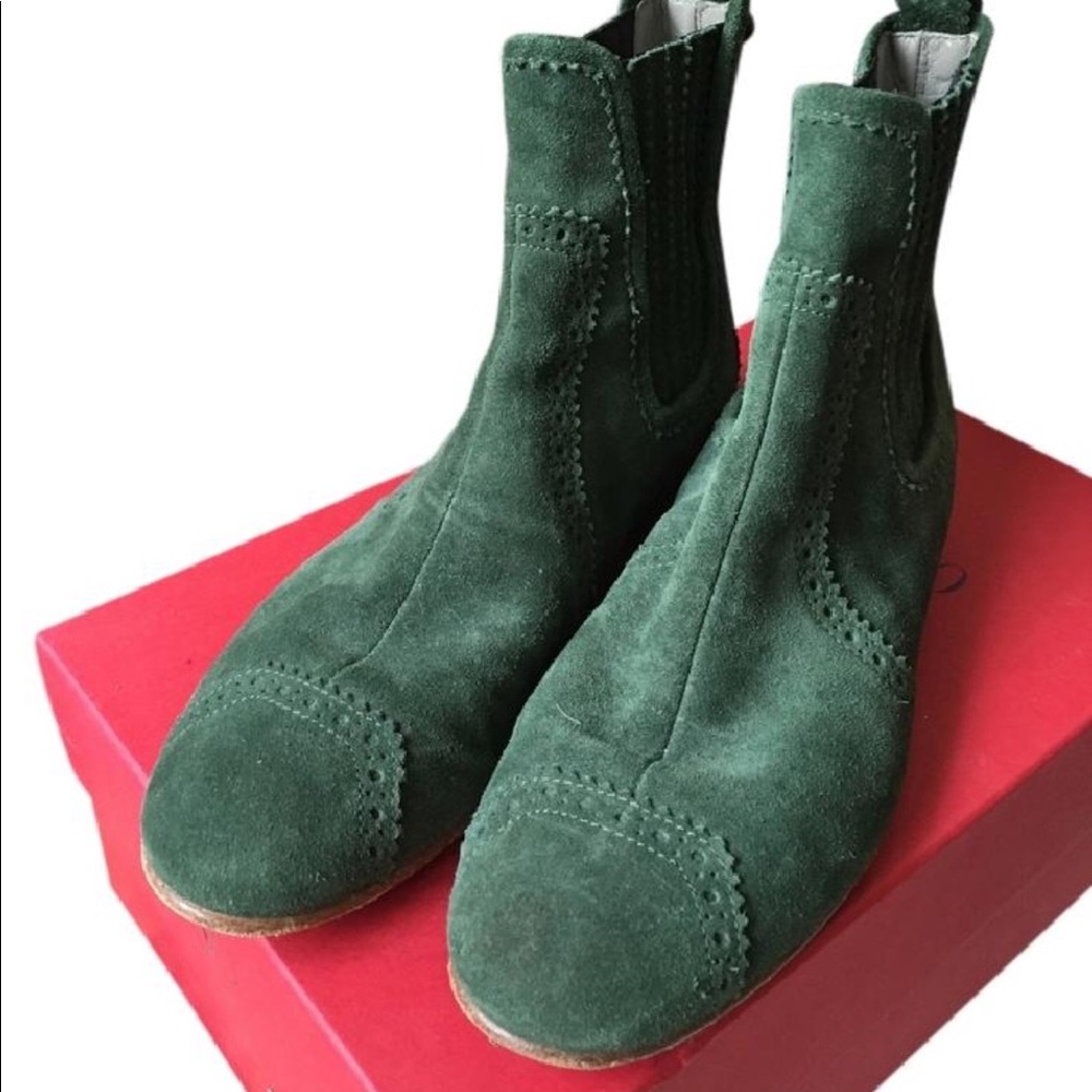Balenciaga green suede ankle boot