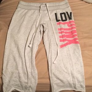 Pink Victoria secret grey crop sweatpants sz med
