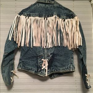 Vintage denim jacket with fringe