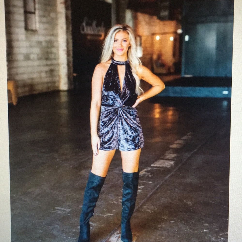 Black velvet romper