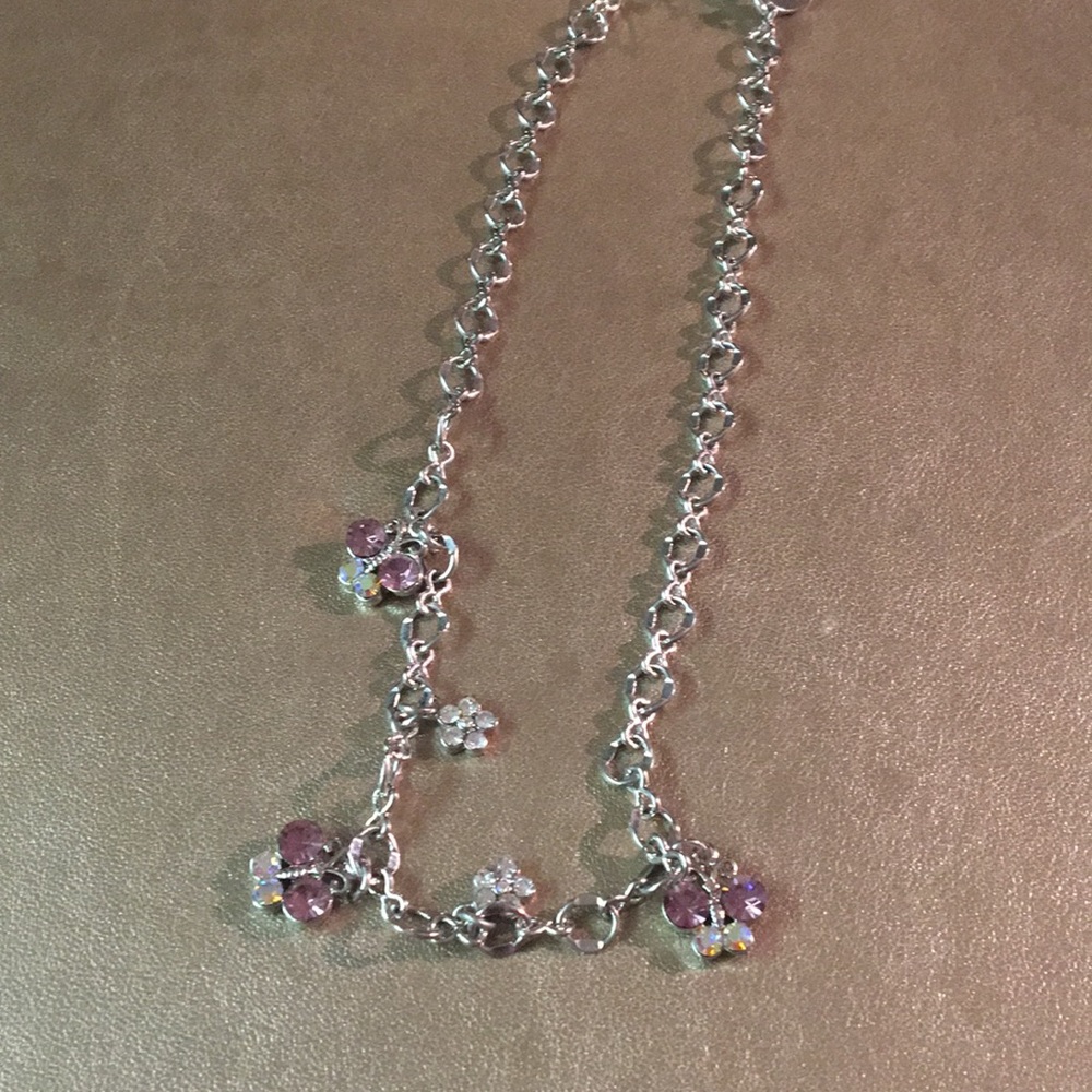 Silver tone butterfly necklace